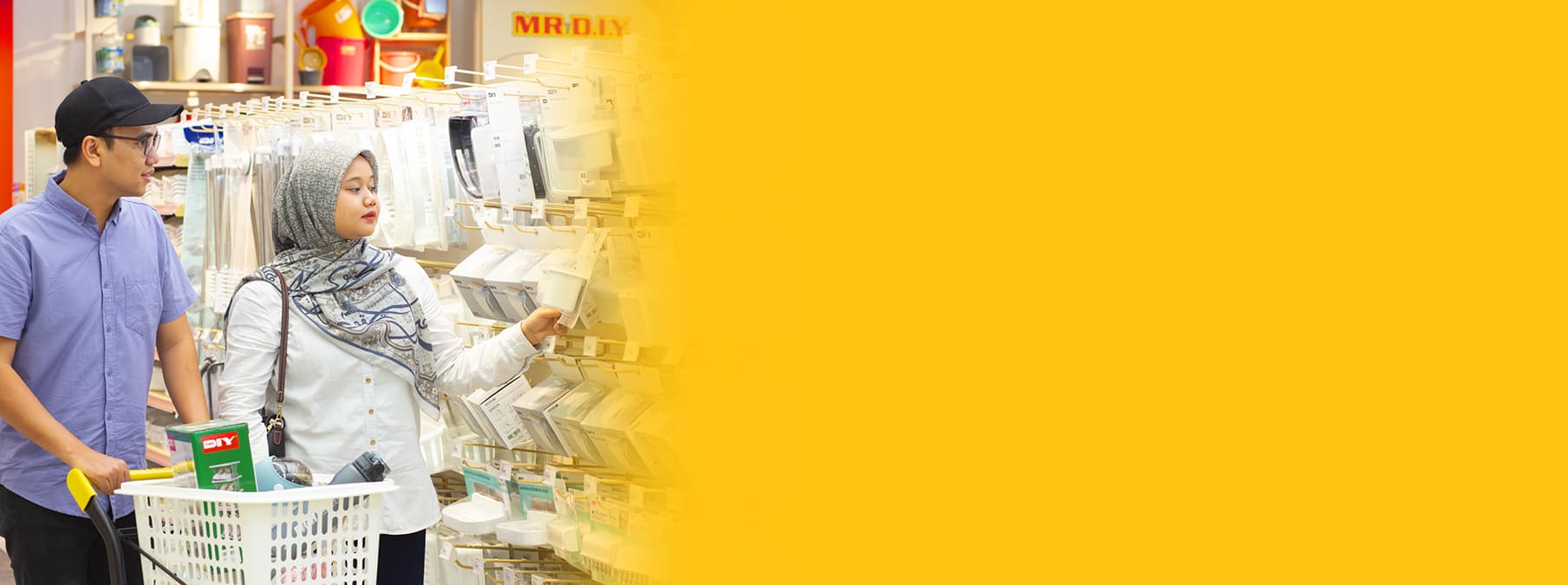 Customer shopping inside an MR DIY store