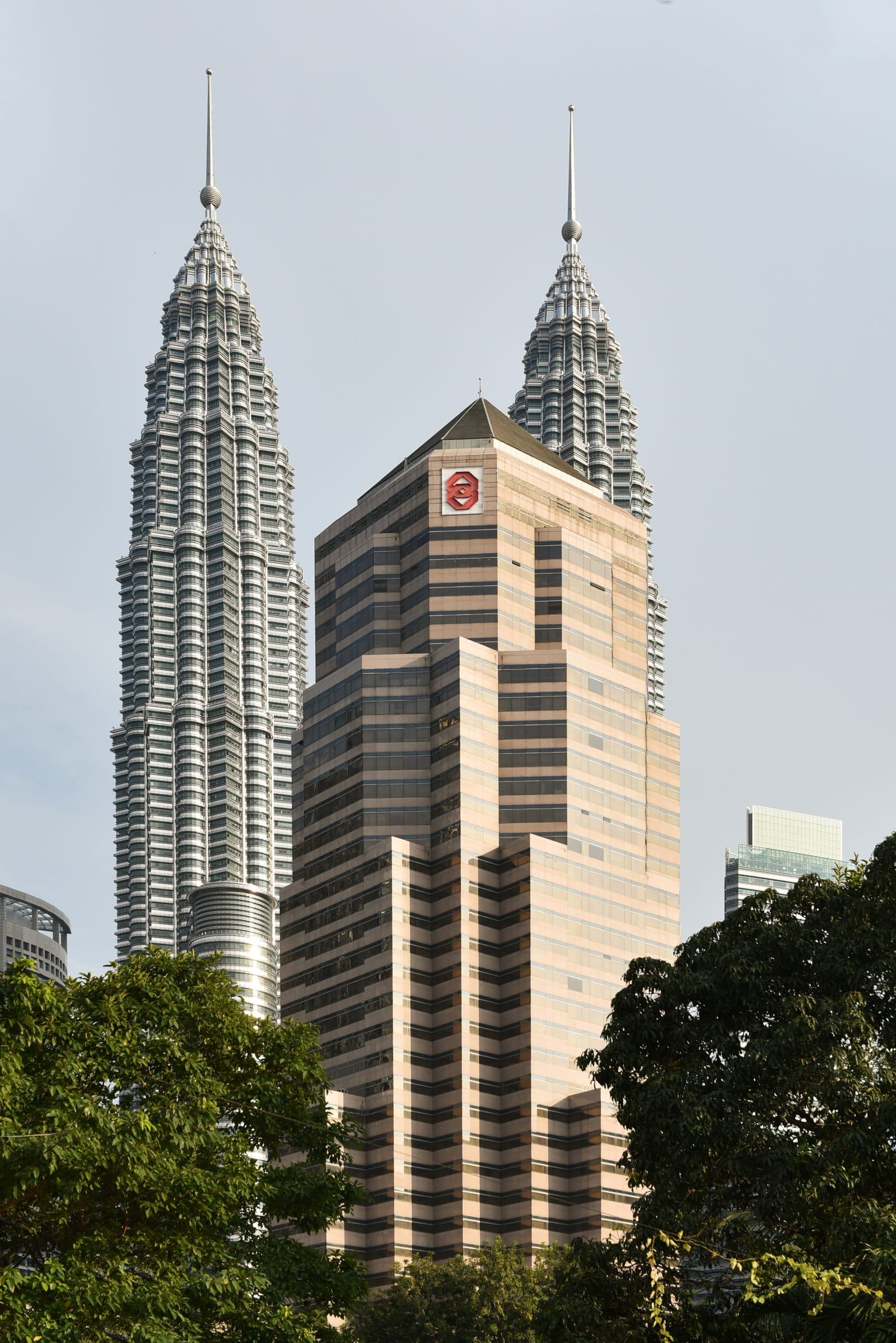 Menara Public Bank with the Petronas Towers in the background