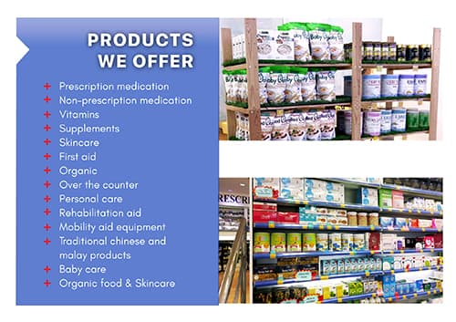 Health Lane pharmacy product shelves